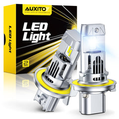 AUXITO front packaging showing H13 bulbs and clear product benefit