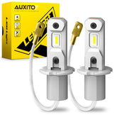 AUXITO front view of two H3 bulbs showing compact plug benefits