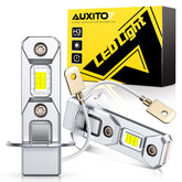 AUXITO front view of H3 bulbs showing compact design and quick upgrade benefit