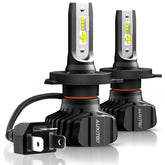 AUXITO H4 9003 front view showing compact plug-and-play design for easy install