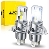 AUXITO H4 front view of both bulbs showing plug-and-play connectors and bright finish