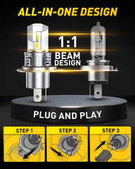 AUXITO H4 installed in fog housing demonstrating clear white light