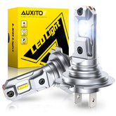AUXITO H7 front view showing two bulbs and brighter appearance