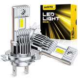 AUXITO H7 front view showing two bulbs and compact OEM-style fit improves visibility