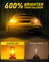 AUXITO bulb installed in vehicle front turn signal improving visibility