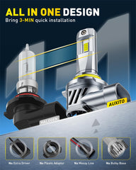 AUXITO bulb installed in fog light housing illustrating plug-and-play convenience benefit
