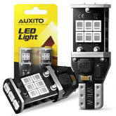 AUXITO red 921 bulb front view showing bright red LEDs for improved visibility