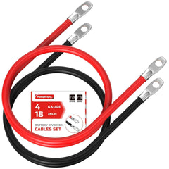 AWELTEC front view of 4 AWG 18in red and black ready-to-install cables, easy hookup