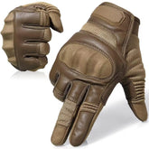 AXBXCX front view brown gloves showing full finger fit and padding benefit