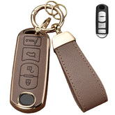 Axtrulix key fob cover front view showing leather finish and elegant look