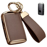 Axtrulix key fob cover front view showing sleek leather finish and enhanced protection