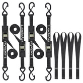 Ayaport front packaging showing 4-pack tie down kit and included loop protectors for convenience