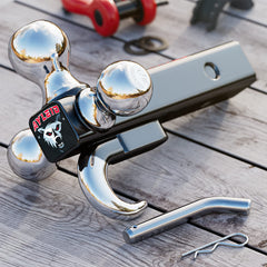 Ayleid hitch ball close-up highlighting smooth silver finish and corrosion resistance