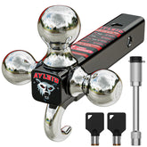 Ayleid front view of tri-ball mount showing three ball sizes and silver finish benefits versatility