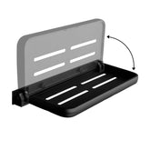 AYWSTC front view of fold-down shelf showing stable surface and compact design