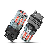 AZQOP front view of 3157/4057 bulbs showing fit and red lens benefit visibility