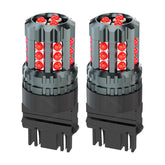 AZQOP front view of two red 3157 LED bulbs showing bright appearance and easy fit