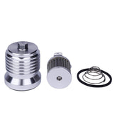 Azumka stainless steel oil filter front view showing polished housing and ports for reliable protection