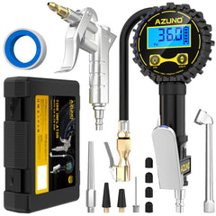 AZUNO front view showing LED screen and ergonomic handle, clear readings benefit