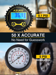 AZUNO inflator attached to car tire demonstrating quick inflation and easy use