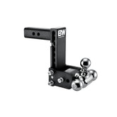 B&W front view of TS10049B showing tri-ball assembly and receiver fit benefits