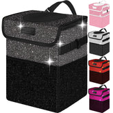 BAOGCOYO front view glitter trash can showing sparkle and compact design benefit tidy car