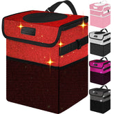 BAOGCOYO front view red glitter bin showing compact tidy design