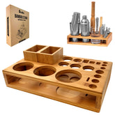 Barillio bamboo stand front view showing neat tool organization and stylish storage