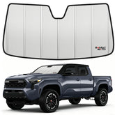 BasaltAuto front view of custom-fit shade on windshield showing full coverage