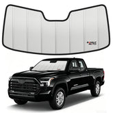 BasaltAuto front view of folded shade showing full windshield coverage benefit