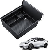 BASENOR front view installed in Tesla Model Y showing neat organization