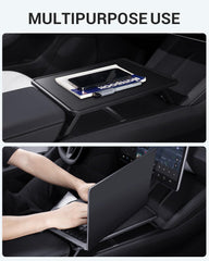 BASENOR in-car laptop setup demonstrating a stable workspace on console