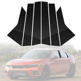 BASIKER front view of six-piece pillar trim showing packaged set and fitment benefit
