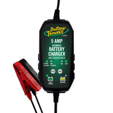 Battery Tender front view showing compact charger and branding, reliable maintenance