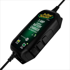 Battery Tender close-up of two-color LED status indicator, brand visibility and quick monitoring benefit