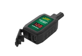 Battery Tender adapter front view showing LCD and USB ports for easy monitoring