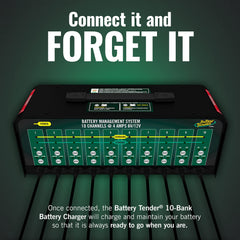 Battery Tender angled view emphasizing compact housing and ventilation for durability