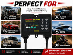 BatteryMINDer 2012-AGM installed on vehicle battery showing reliable maintenance during storage