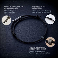 BATTLBOX bracelet on wrist demonstrating ready access and quick strike benefit