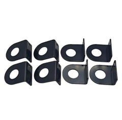 BBMTA front view of eight powder-coated brackets showing organized pack and durable finish