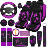 BBTO front seat covers installed showing butterfly design and protective finish