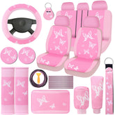 BBTO front view of pink butterfly seat covers showing coordinated protection