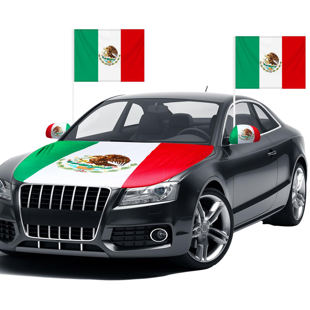 BBTO hood cover front view showing full Mexican flag and vibrant protection