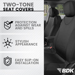 BDK rear bench split top and bottom covering seats cleanly