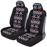 BDK front seat covers front view showing vibrant Aztec pattern and protection