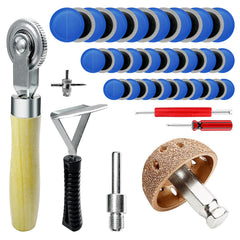BDYAQGC kit open layout showing all included tools and patches for roadside repairs