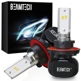 BEAMTECH front view of two H13 bulbs showing packaging and complete kit reassuring quality