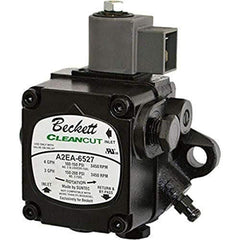 Beckett Cleancut oil pump front view showing model and durable housing for reliable performance