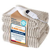 Bedsure twin cream front view showing ribbed texture and cozy appeal