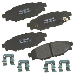 Bendix SBC1114 front view showing complete rear brake pad set and fit benefit